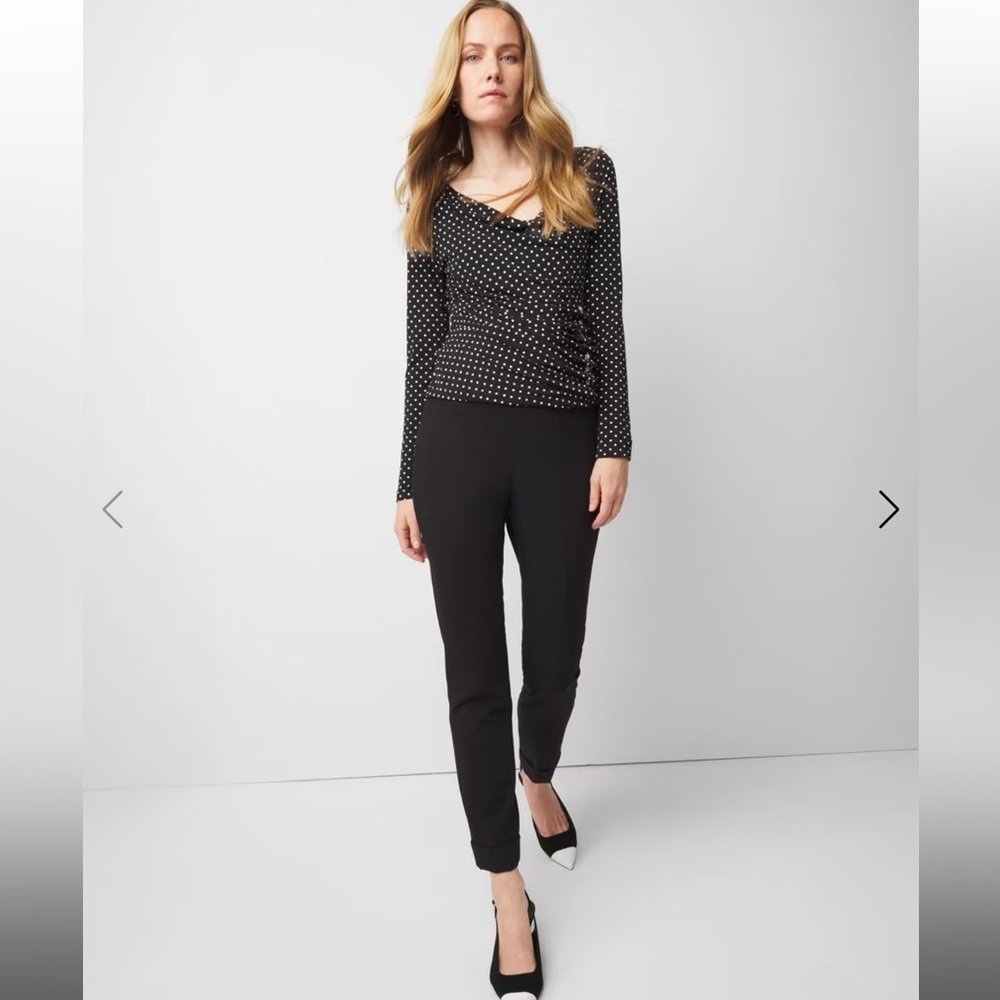 WHBM Black Perfect Form Side Zip Slim Ankle Pants 4P NWT $78